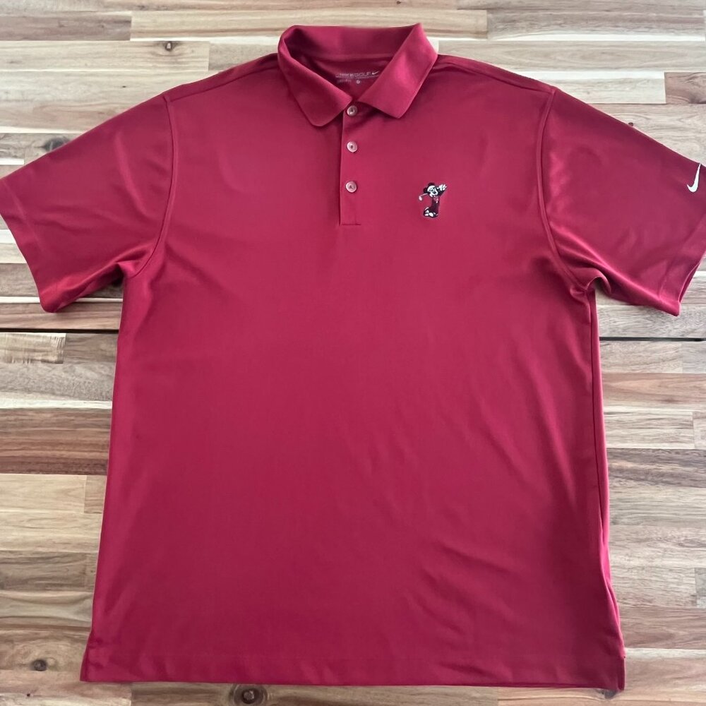 Nike Disney Parks Mickey Golf Dri Fit Short Sleeve Polo Shirt Men Large Red Vtg